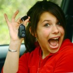 Proud teenager girl to drive a car Proud teenager girl to drive a car