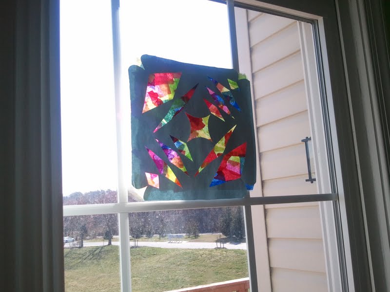 tissue paper stained glass, kids craft