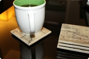 handmade coasters, diy coasters from tiles.