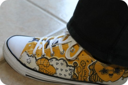 yellow apple radio sneaker converse style