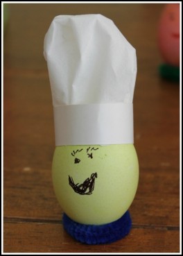 chef easter egg, chef hat for easter egg, decorating easter eggs, not for kids crafts