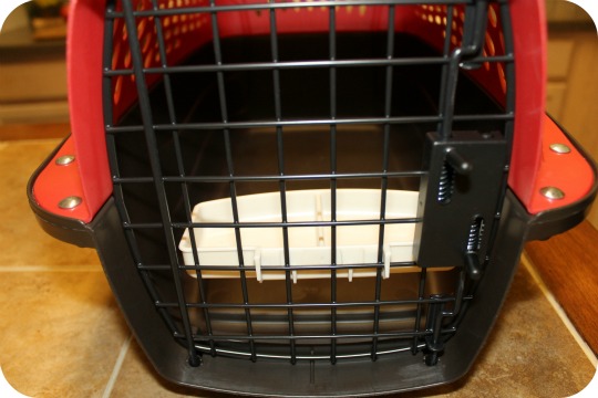 19" pet carrier with food water bowl