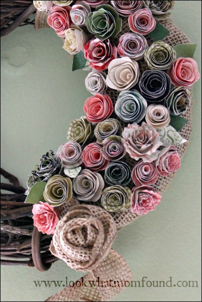 quilled rosettes on wreath craft, #ACMooreGNO 