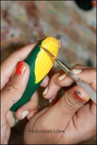 Painting Rocks-Corn #kidsinthekitchen