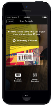 Shop Savvy barcode scanner