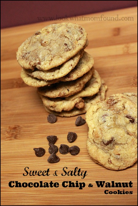 Sweet and Salty Chocolate Chip and Walnut Cookies #recipe