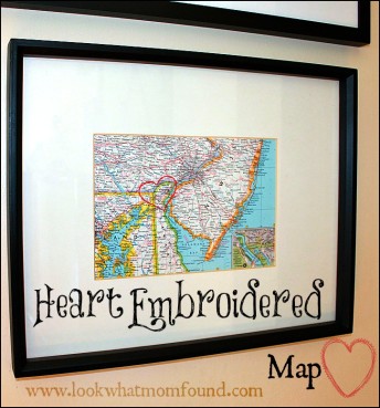 Heart Embroidered Map #decor #craft