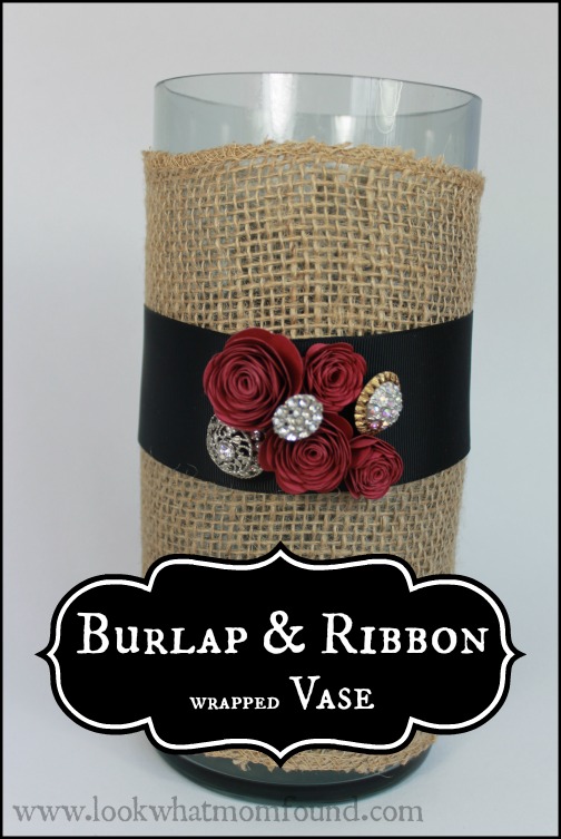 Burlap and Ribbon Wrapped  Vase