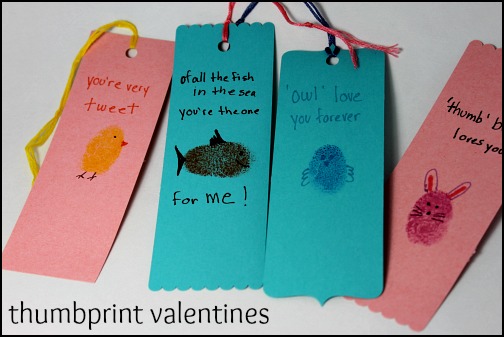 Animal Thumbprint Valentine Bookmarks