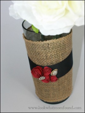 Burlap and Ribbon Wrapped Vase