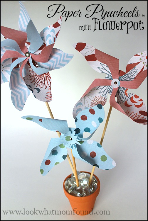 Paper Pinwheels in Flowerpots
