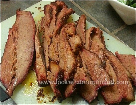 Brisket cooked on smoker