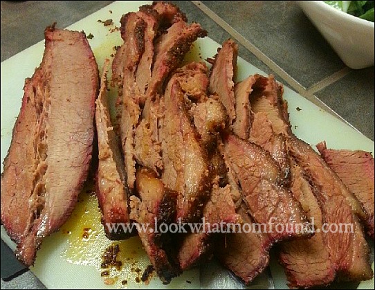 Brisket cooked on smoker