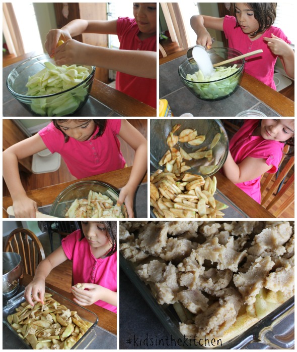 Kids in the Kitchen making Cinnamon Apple Crisp #kidsinthekitchen