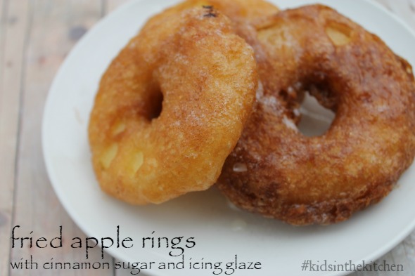 Fried Cinnamon Apple Rings with Glaze #kidsinthekitchen #cookingwithkids #recipe #apples